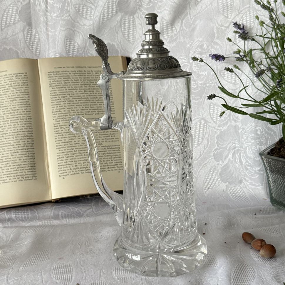 Кружка пивная 1 л хрусталь олово Германия