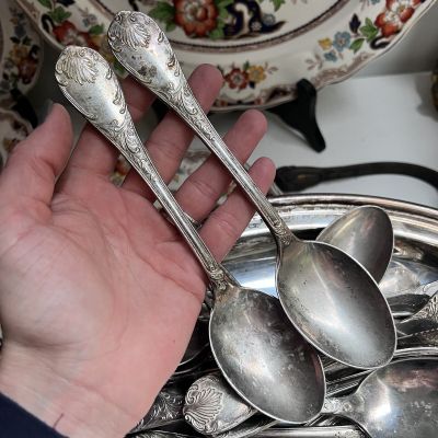 Ложка столовая 20 см серебро 800 Италия