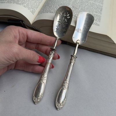 Ложка лопатка сервировочная 17 см серебро набор 2 предмета