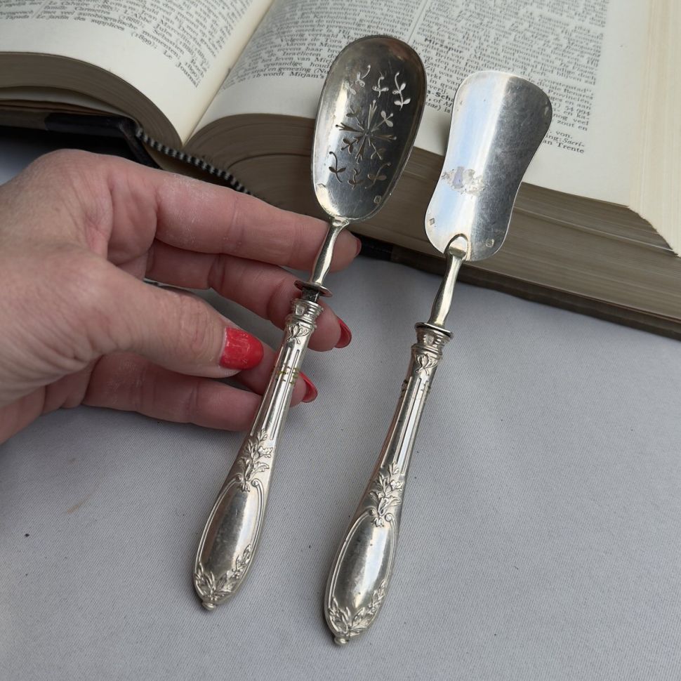 Ложка лопатка сервировочная 17 см серебро набор 2 предмета