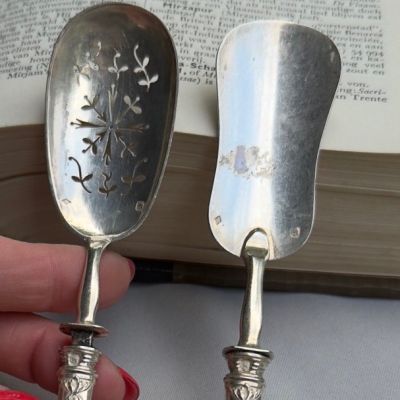 Ложка лопатка сервировочная 17 см серебро набор 2 предмета