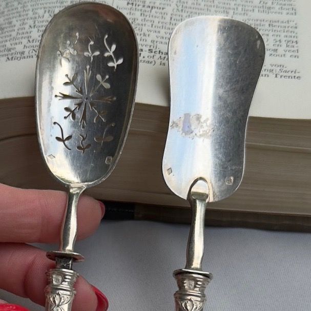 Ложка лопатка сервировочная 17 см серебро набор 2 предмета