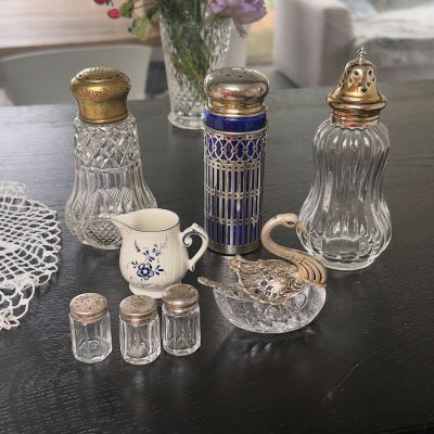 Солонка мини 4 см стекло серебро 