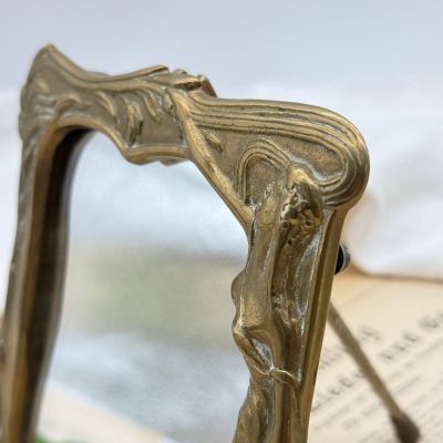 Зеркало настольное Арнуво 19х14 см латунь