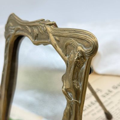 Зеркало настольное Арнуво 19х14 см латунь