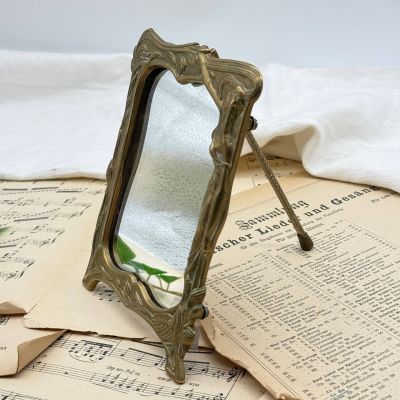 Зеркало настольное Арнуво 19х14 см латунь