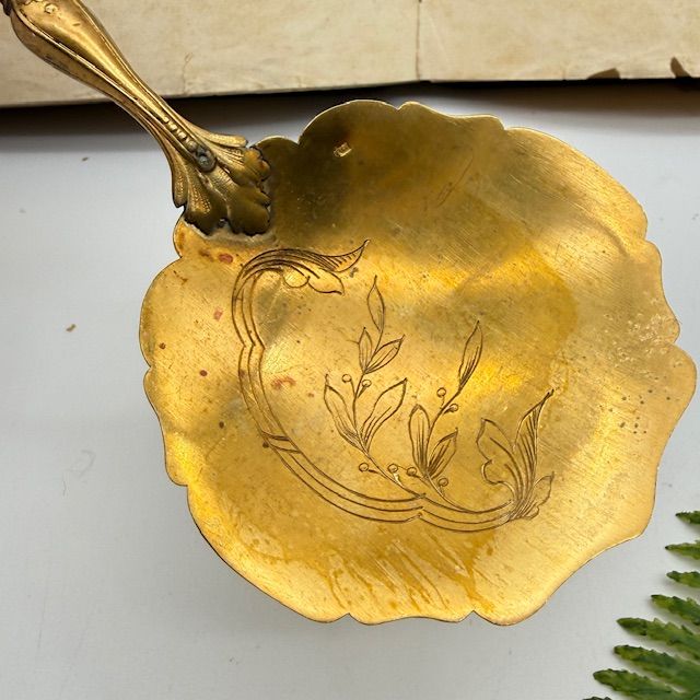 Ложка для ягод Минерва 20 см серебро позолота Франция  