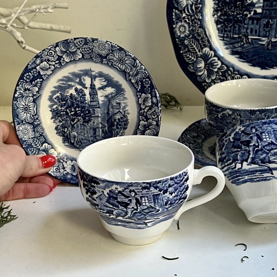Чайная пара Liberty Blue Staffordshire 200 мл Англия уценка