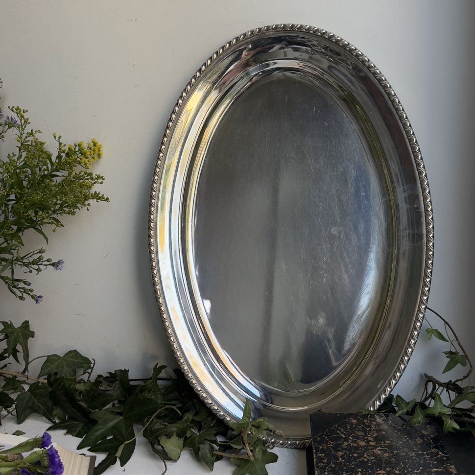 Блюдо овальное 50 см серебрение