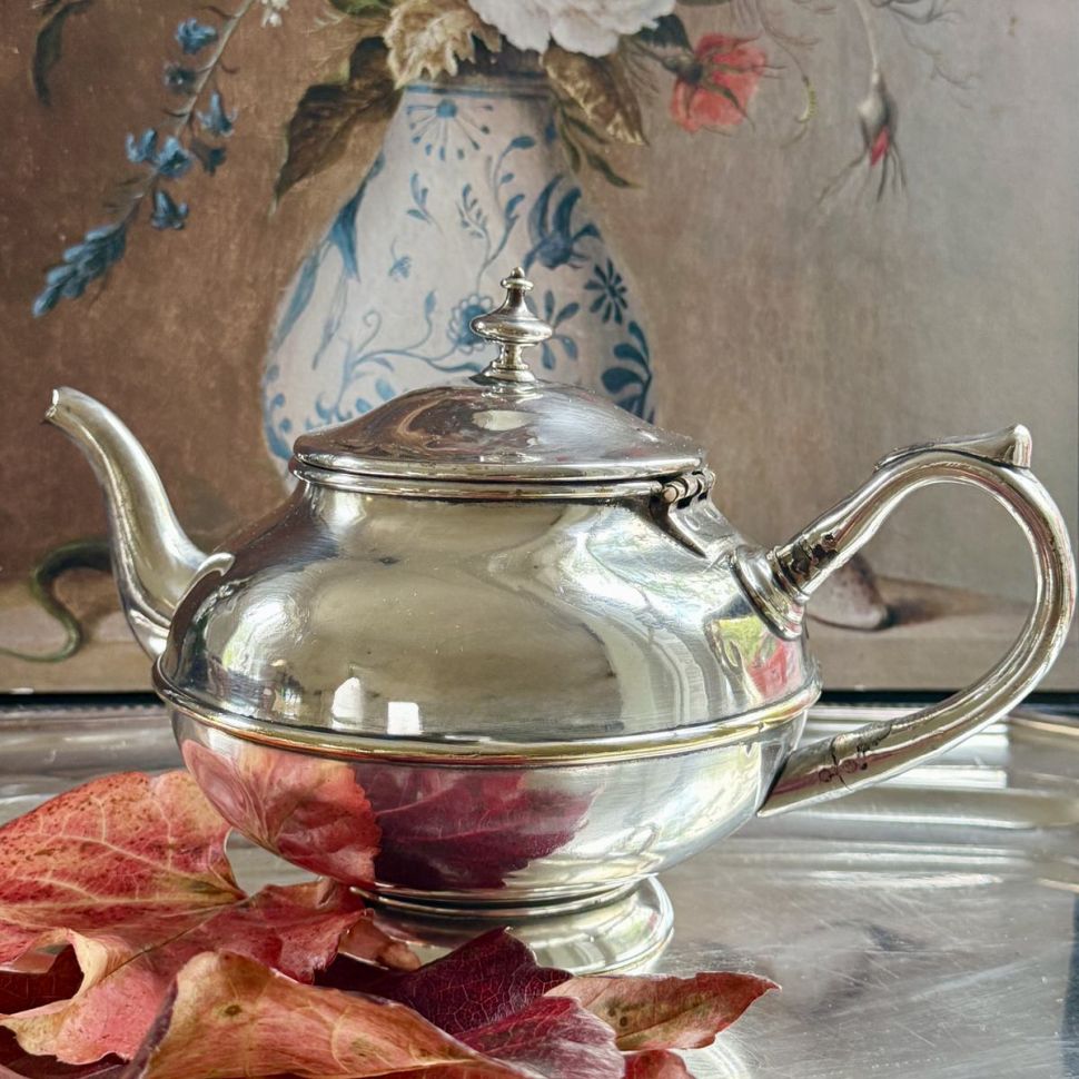 Чайник кофейник 0.9 л латунь серебрение 