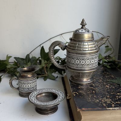 Набор кофейник сахарница молочник D.R.G.M. мельхиор Германия