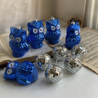 Елочная игрушка Сова стекло