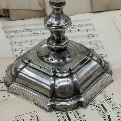 Подсвечник на одну свечу 14см Англия латунь серебрение