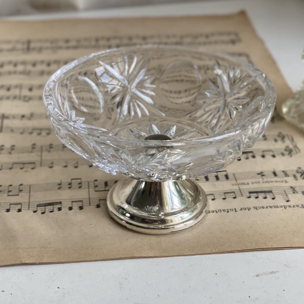 Креманка 12 см хрусталь на мельхиоровой ножке