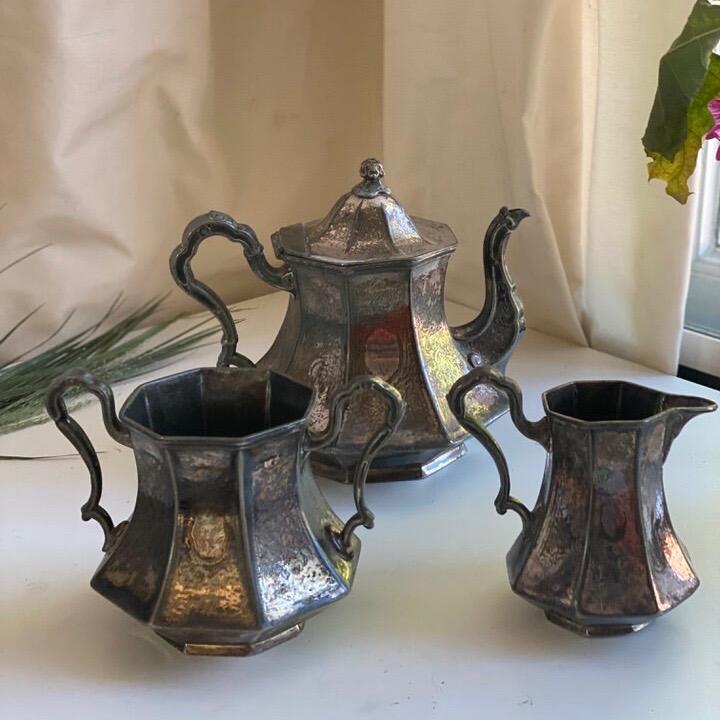 Чайник молочник сахарница набор 3 шт. Branson&Andrew серебрение