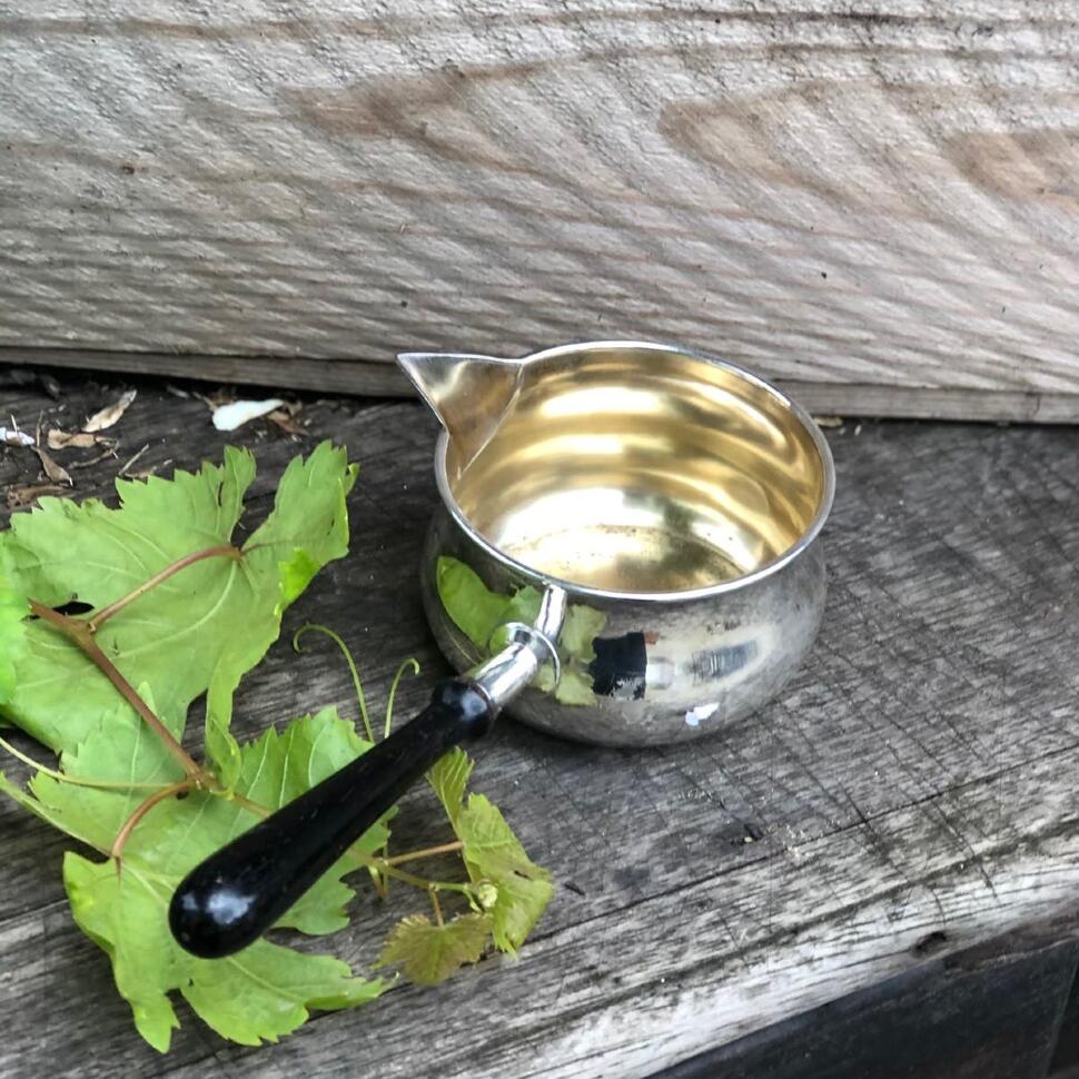 Молочник соусник с деревянной ручкой 8 см