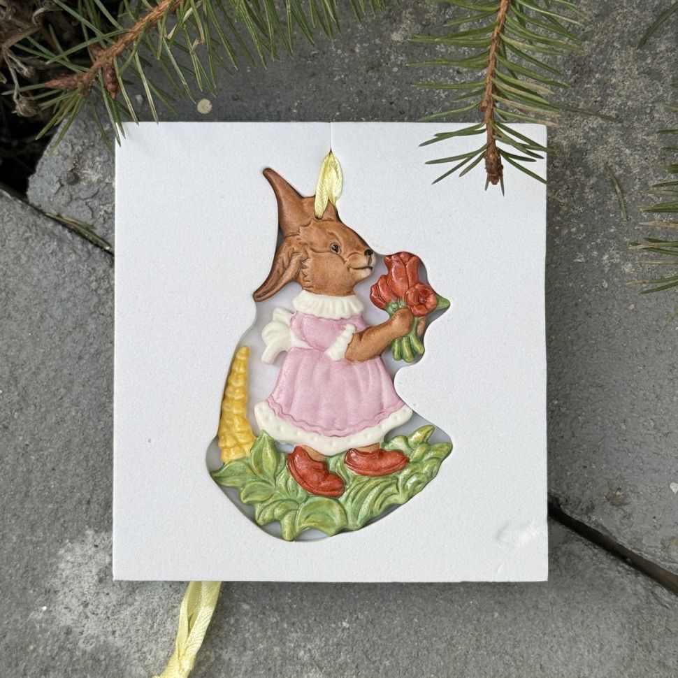 Подвес Hutschenreuther Hasen Lreunde 8 см бисквитный фарфор Германия               