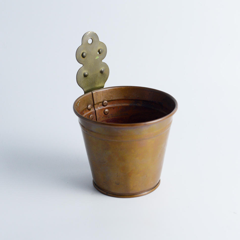 Кашпо ведерко с подвесом 12 см медь