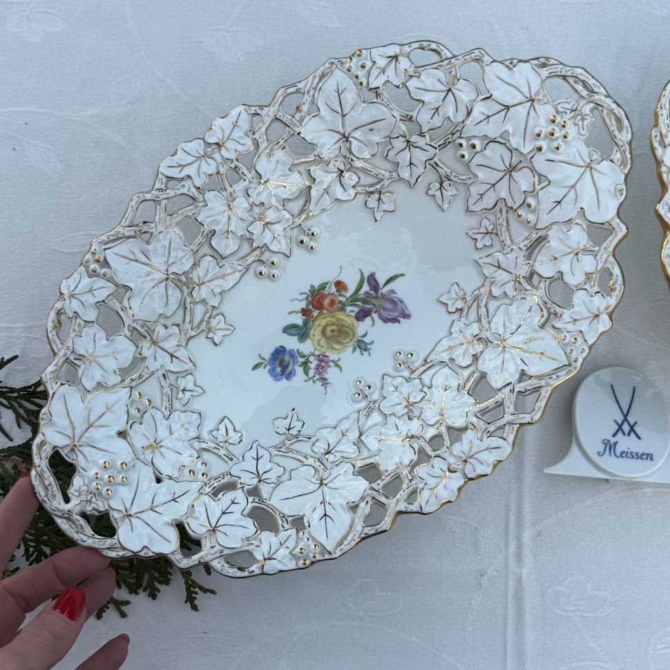 Блюдо Meissen 33 см Мейсенский букет 1984 г Германия
