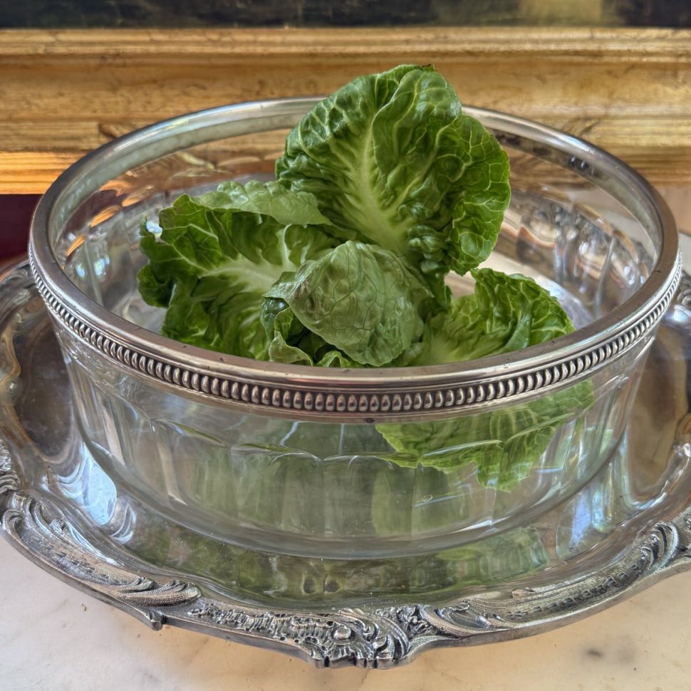 Салатник с серебряным кантом Puiforcat 24 см хрусталь Франция 