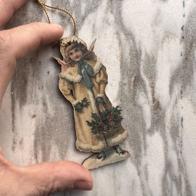 Подвес новогодний 9 см Ангел дерево