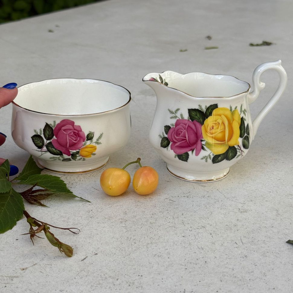 Сахарница молочник Royal Albert June Delight Англия набор