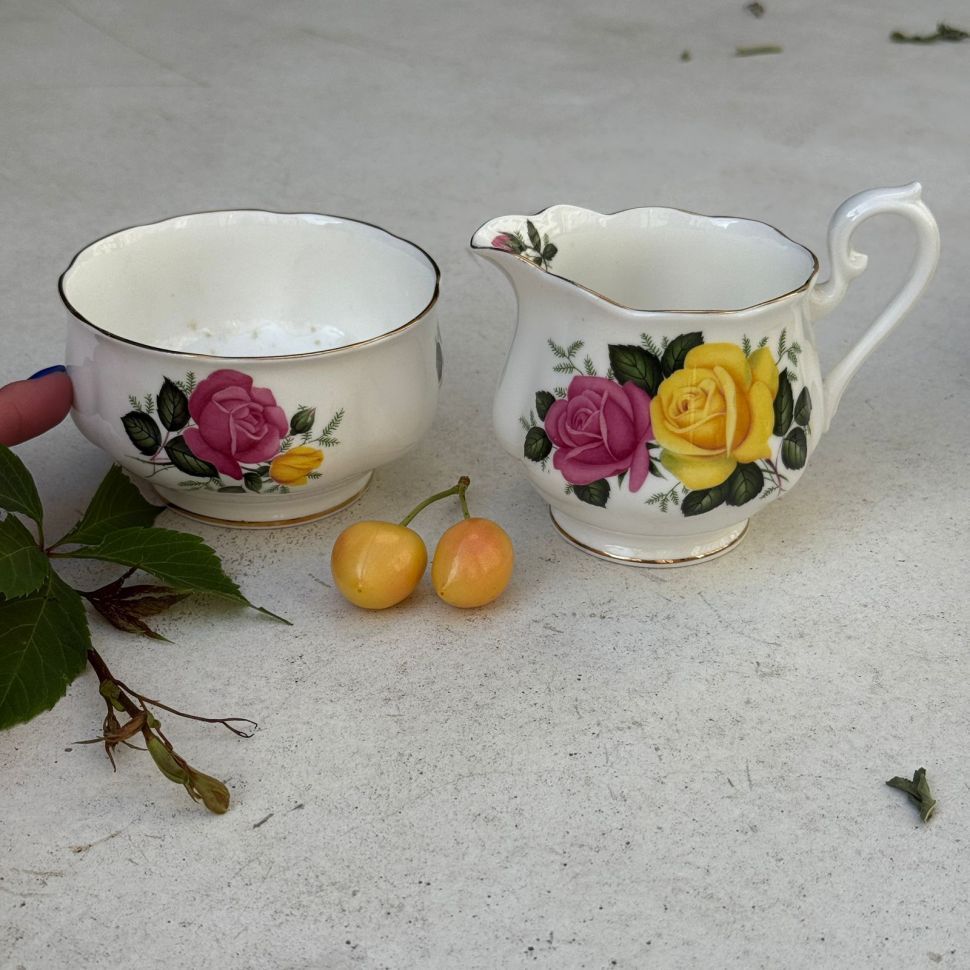 Сахарница молочник Royal Albert June Delight Англия набор