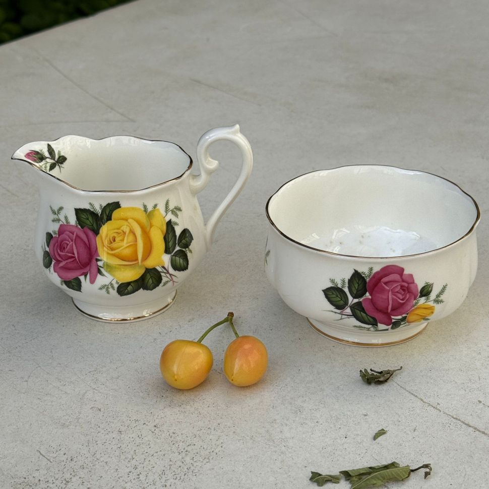 Сахарница молочник Royal Albert June Delight Англия набор