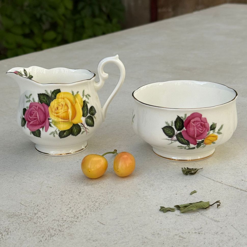 Сахарница молочник Royal Albert June Delight Англия набор