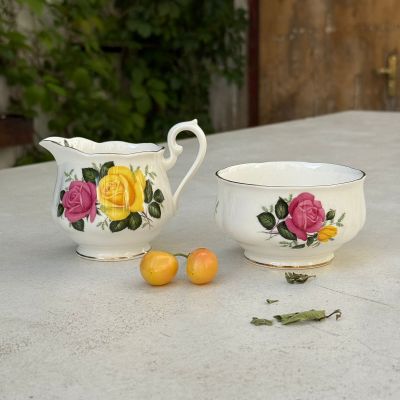Сахарница молочник Royal Albert June Delight Англия набор