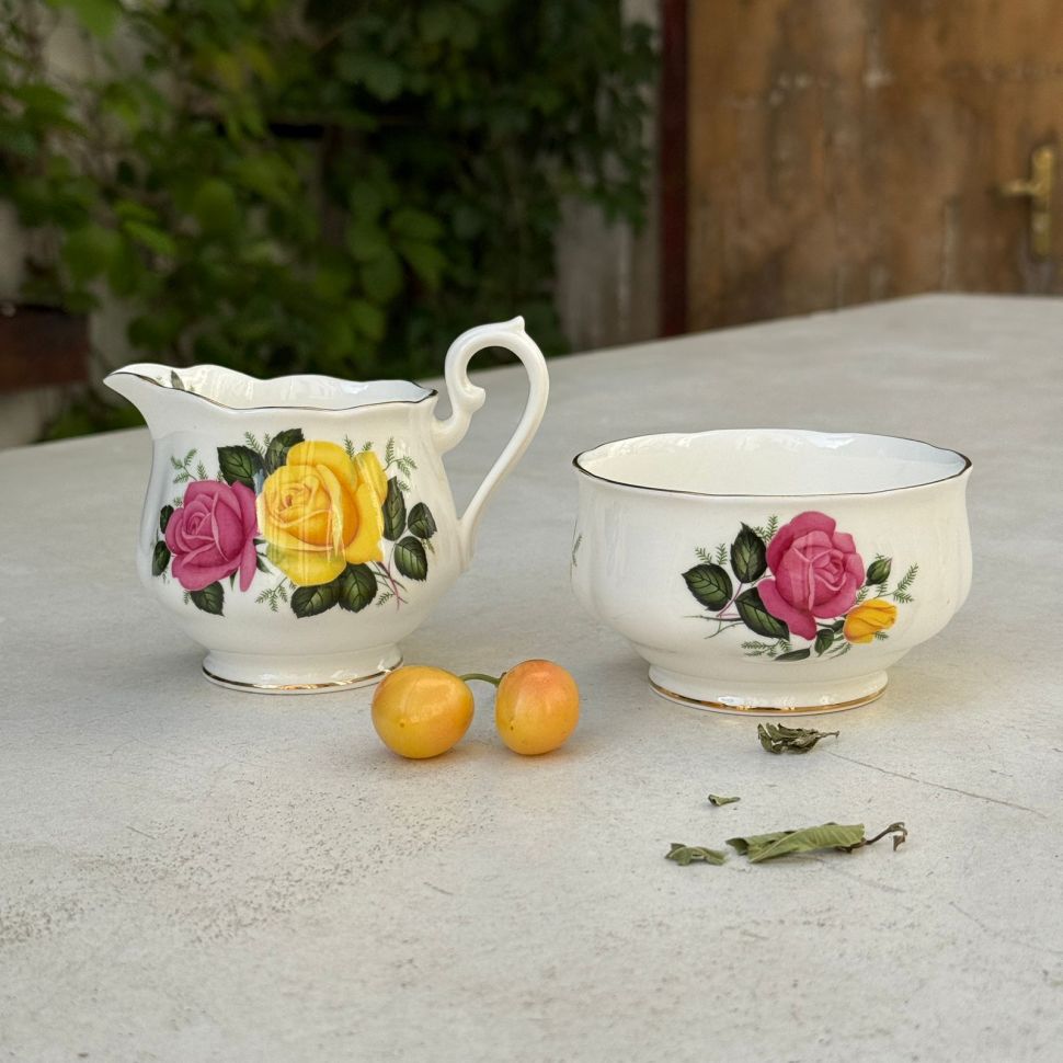 Сахарница молочник Royal Albert June Delight Англия набор