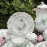 Сахарница молочник набор 2 предмета Meissen Индийская живопись​ зеленая 1951 г. Германия