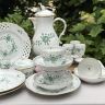 Сахарница молочник набор 2 предмета Meissen Индийская живопись​ зеленая 1951 г. Германия