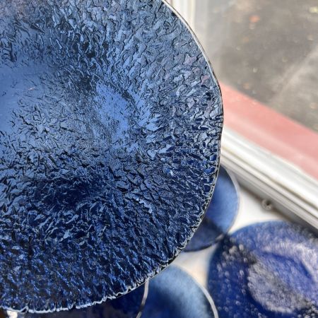 Тарелка синяя хрусталь Швеция 18 см