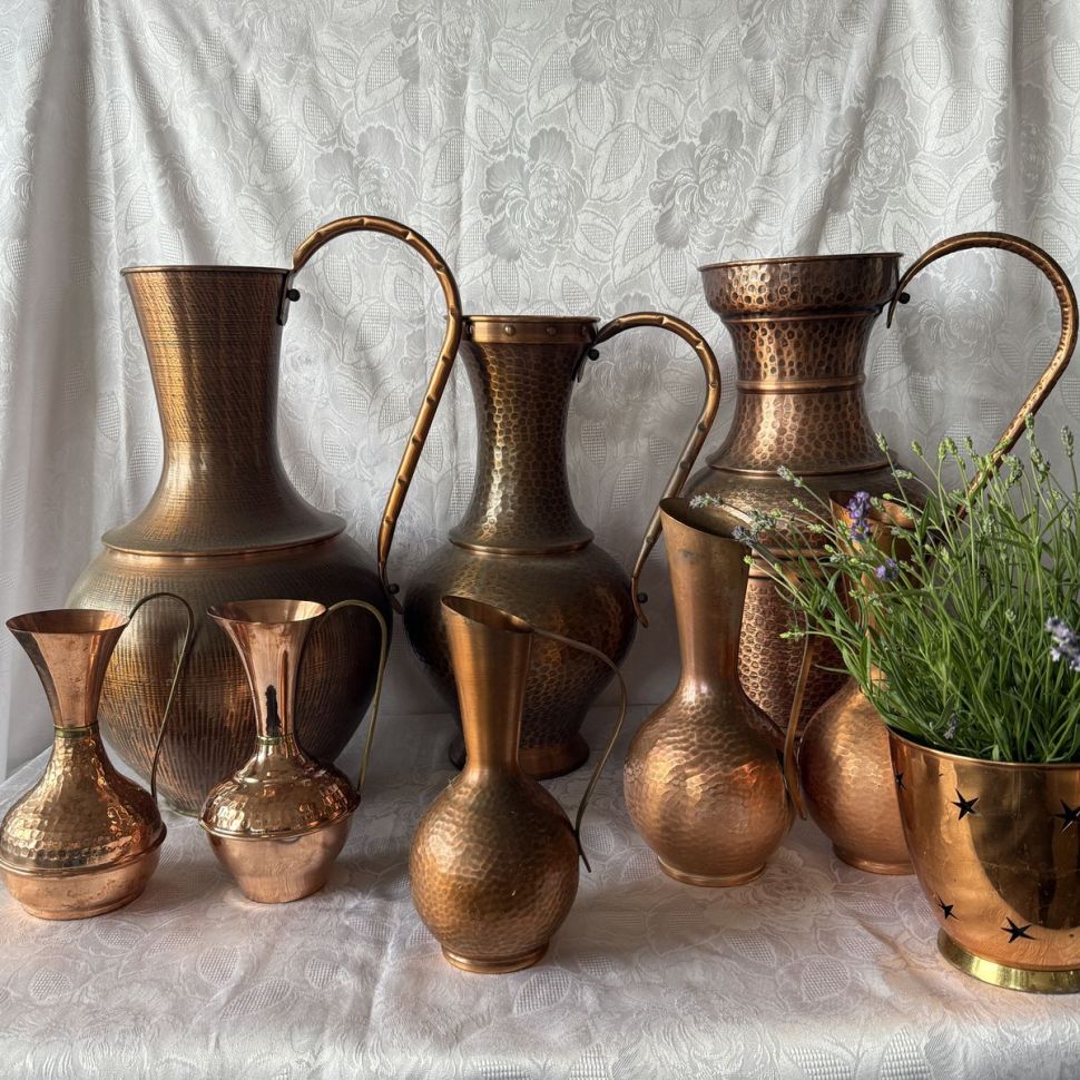 Кувшин с ручкой 31 см медь латунь