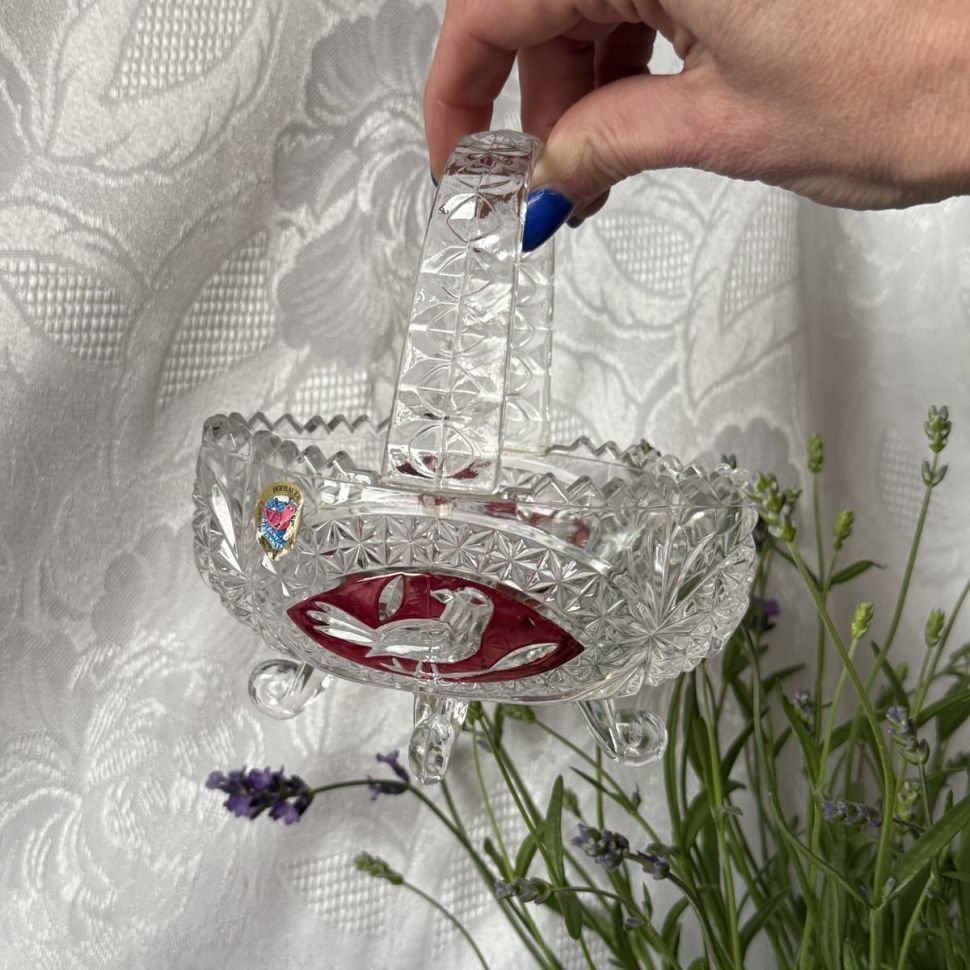 Конфетница с ручкой Hofbauer 14 см хрусталь Германия