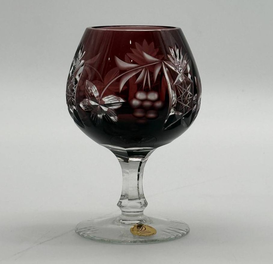 Бокал для коньяка 250 мл коричневый накладой хрусталь Германия