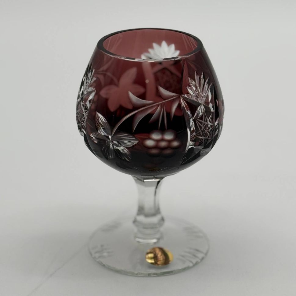 Бокал для коньяка 250 мл коричневый накладой хрусталь Германия