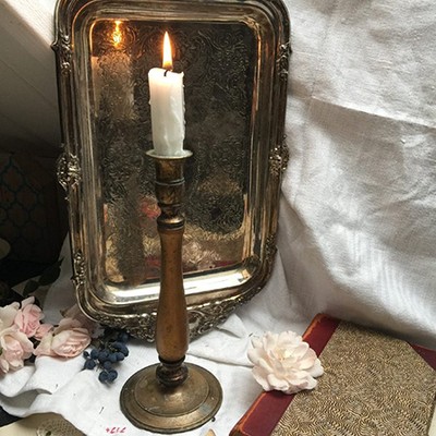 Подсвечник Классика Медь-Дерево