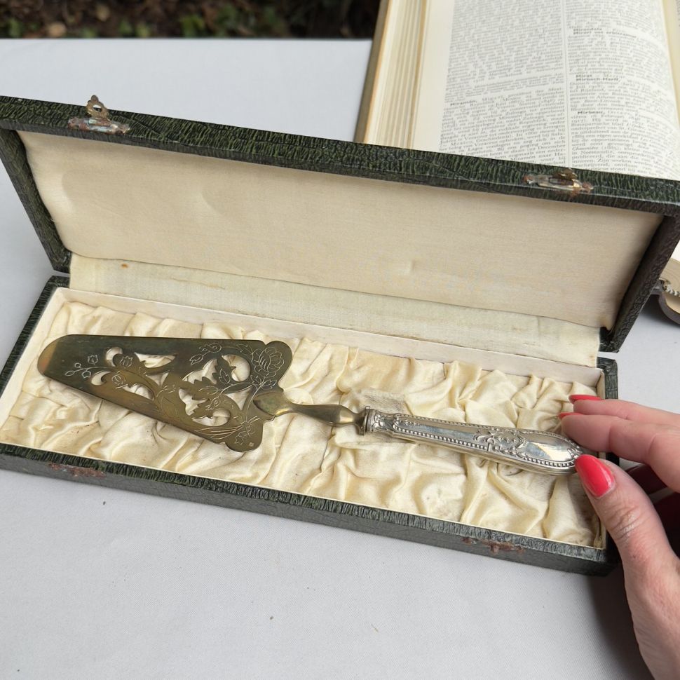 Лопатка для десерта 26 см латунь мельхиор Франция 