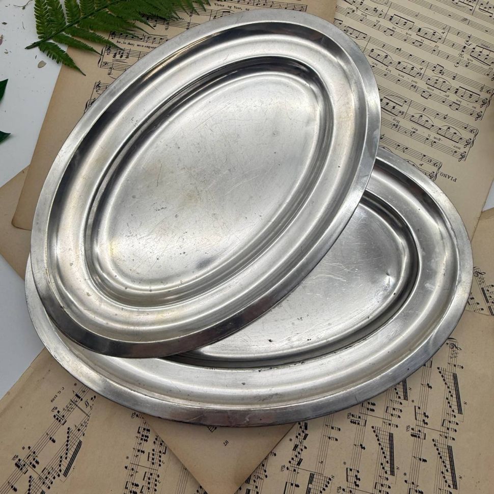 Блюдо поднос овальное DEN BOOGERD 39 см серебрение