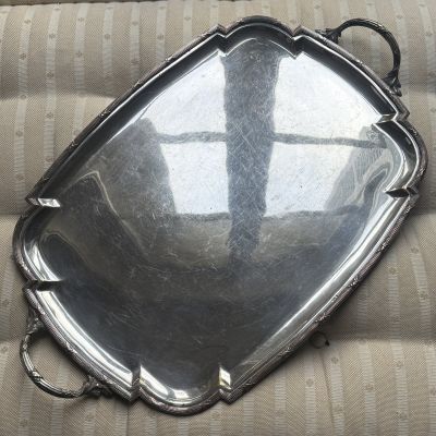 Поднос прямоугольный с ручками 60 см серебрение Франция