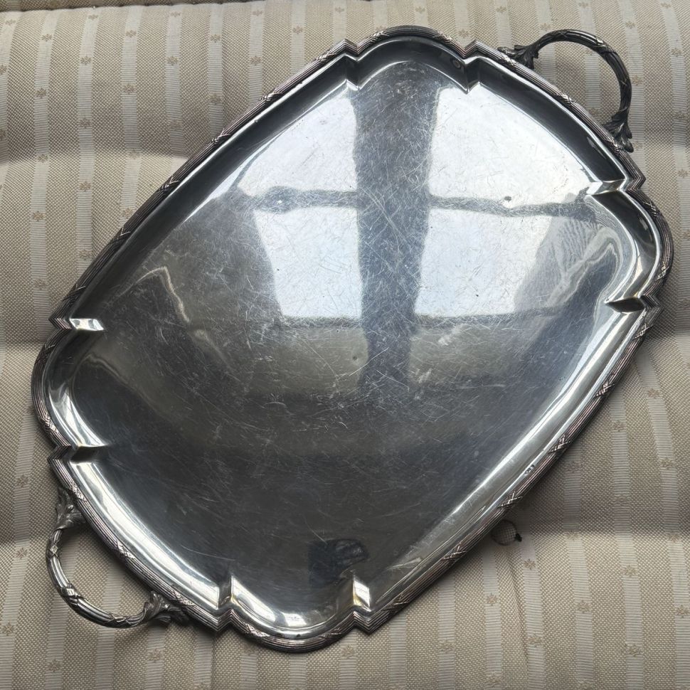 Поднос прямоугольный с ручками 60 см серебрение Франция