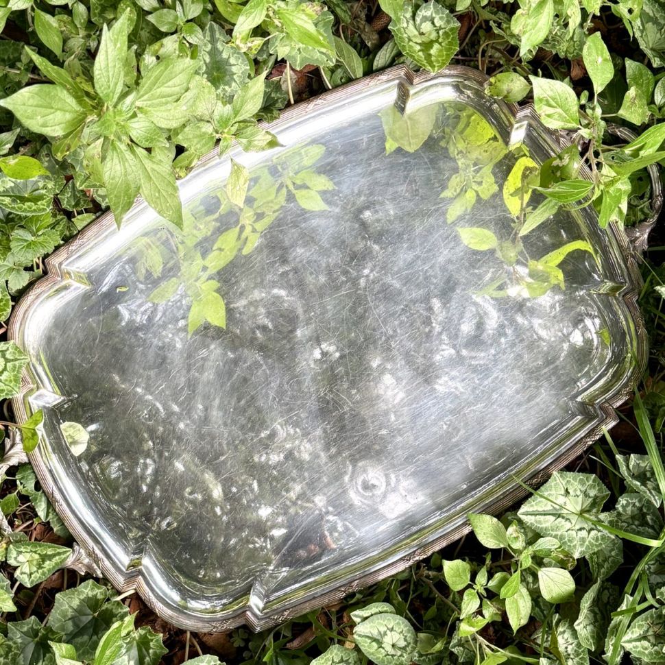 Поднос прямоугольный с ручками 60 см серебрение Франция