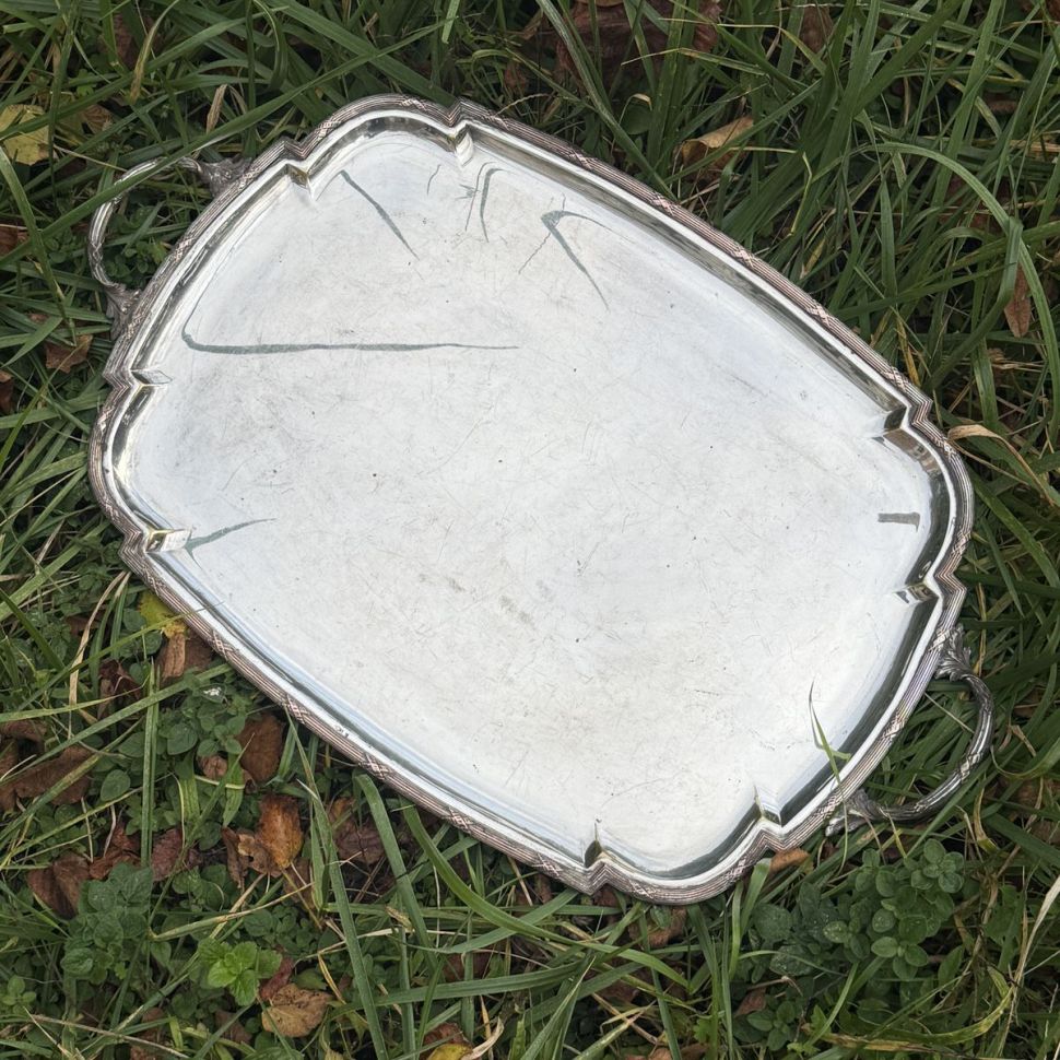 Поднос прямоугольный с ручками 60 см серебрение Франция