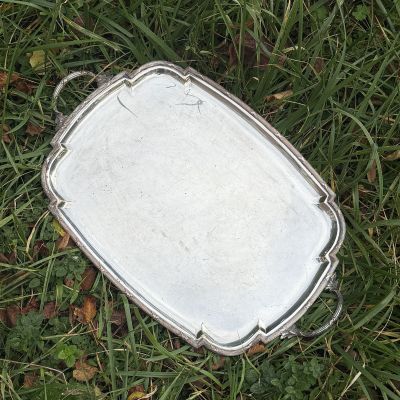 Поднос прямоугольный с ручками 60 см серебрение Франция