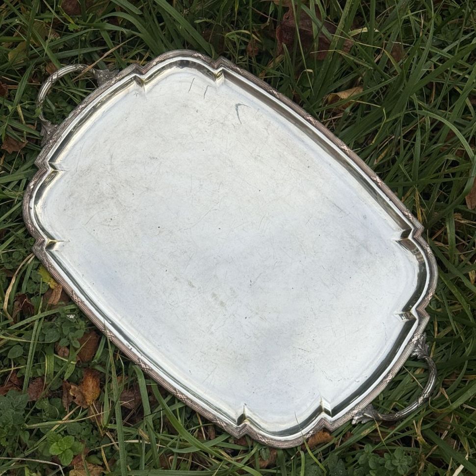 Поднос прямоугольный с ручками 60 см серебрение Франция