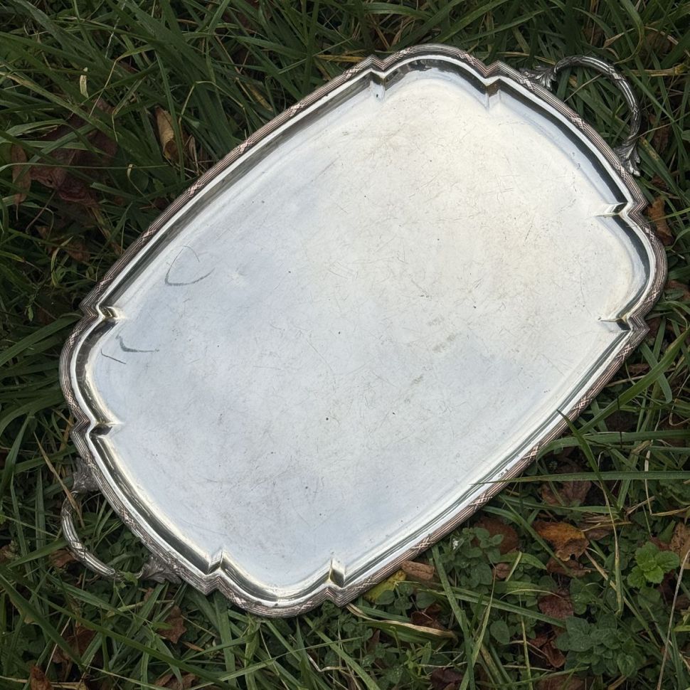 Поднос прямоугольный с ручками 60 см серебрение Франция
