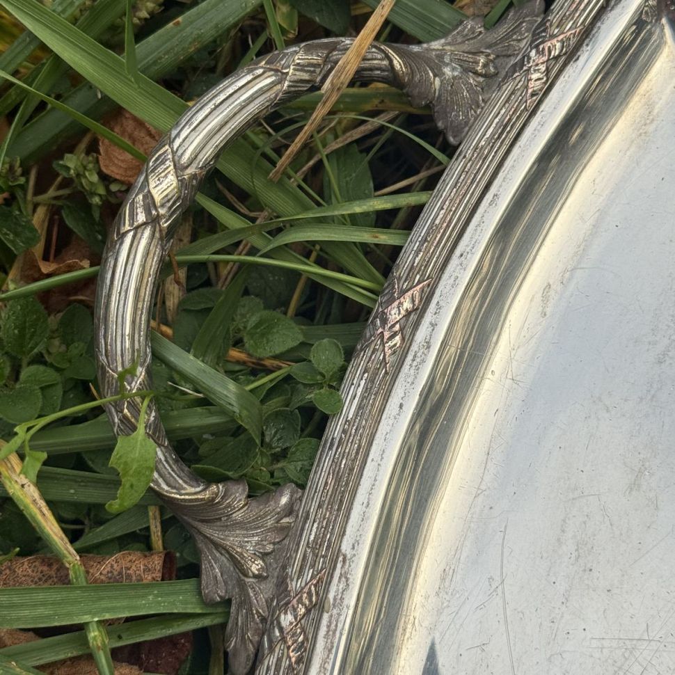 Поднос прямоугольный с ручками 60 см серебрение Франция