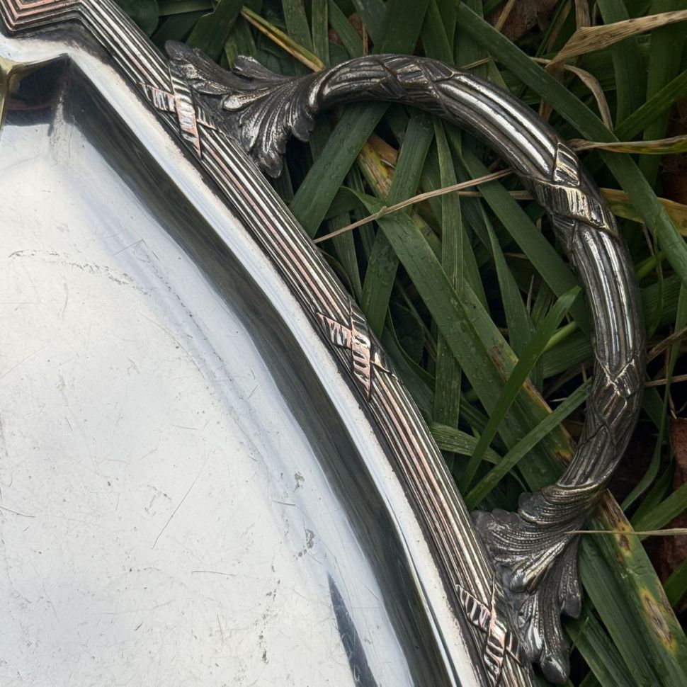 Поднос прямоугольный с ручками 60 см серебрение Франция